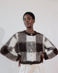 BRUSHED CARDI | plaid