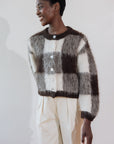 BRUSHED CARDI | plaid