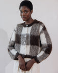 BRUSHED CARDI | plaid