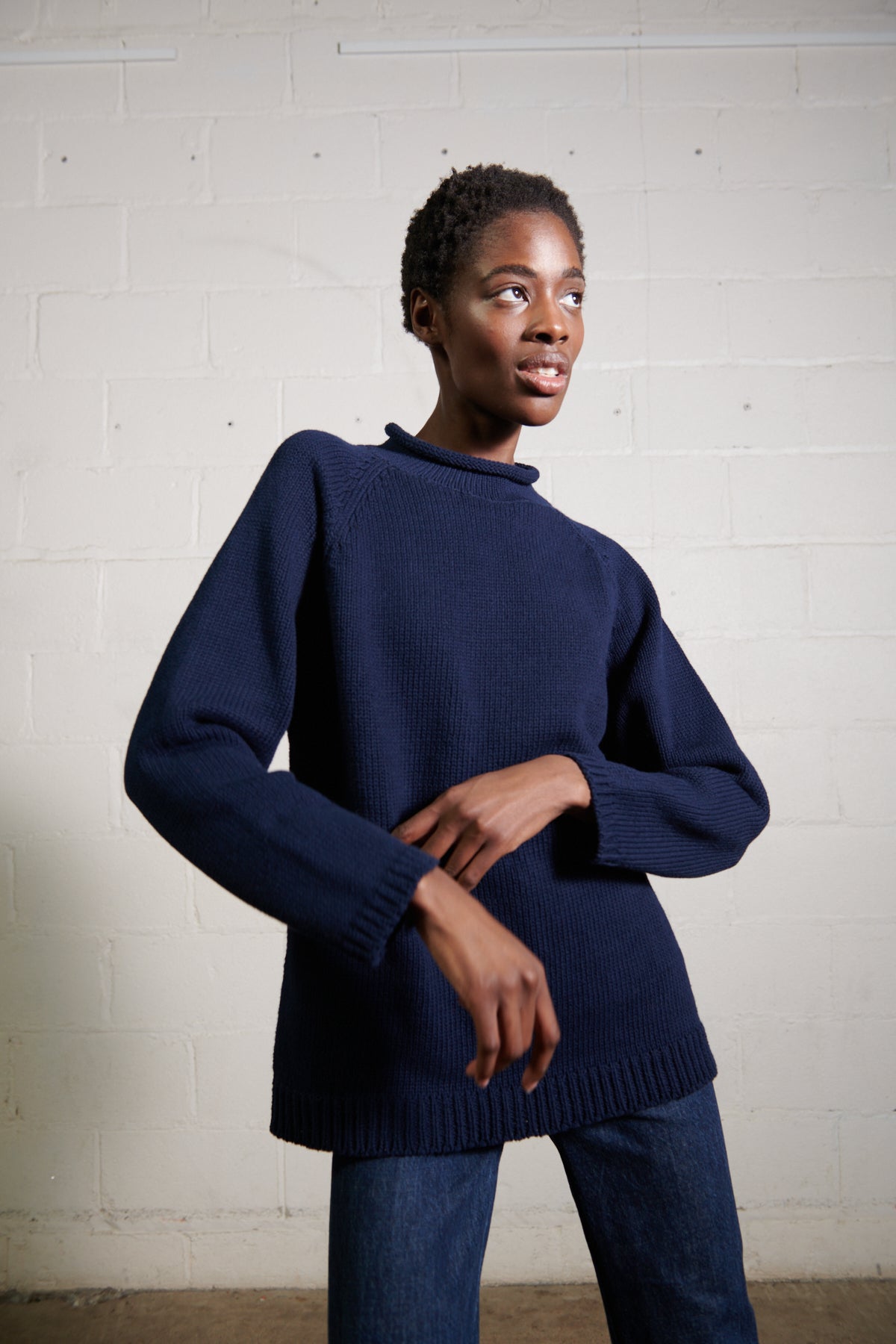 Oversized Crew Neck Oversized Dark Blue Sweater Crew Neck