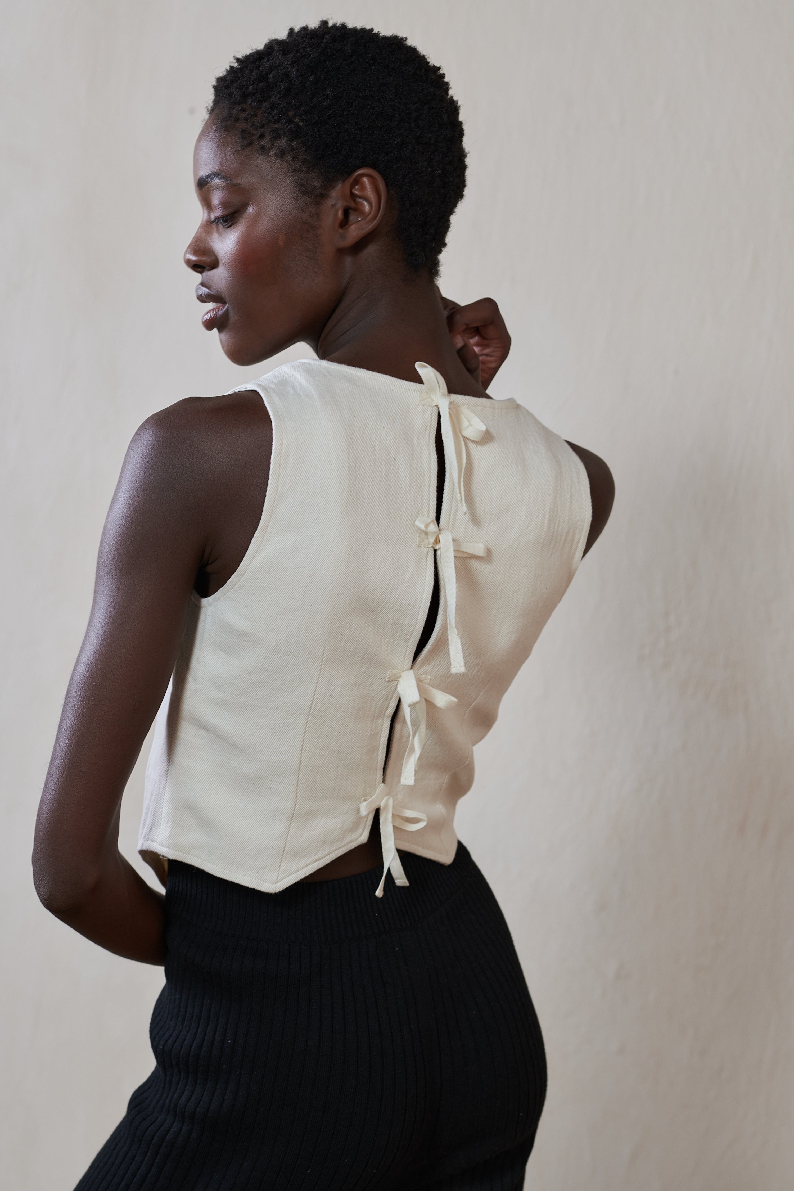 FARRA VEST | bone denim | organic + undyed – Maria Stanley
