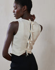 FARRA VEST | bone denim | organic + undyed