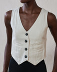 FARRA VEST | bone denim | organic + undyed