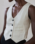 FARRA VEST | bone denim | organic + undyed