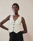 FARRA VEST | bone denim | organic + undyed
