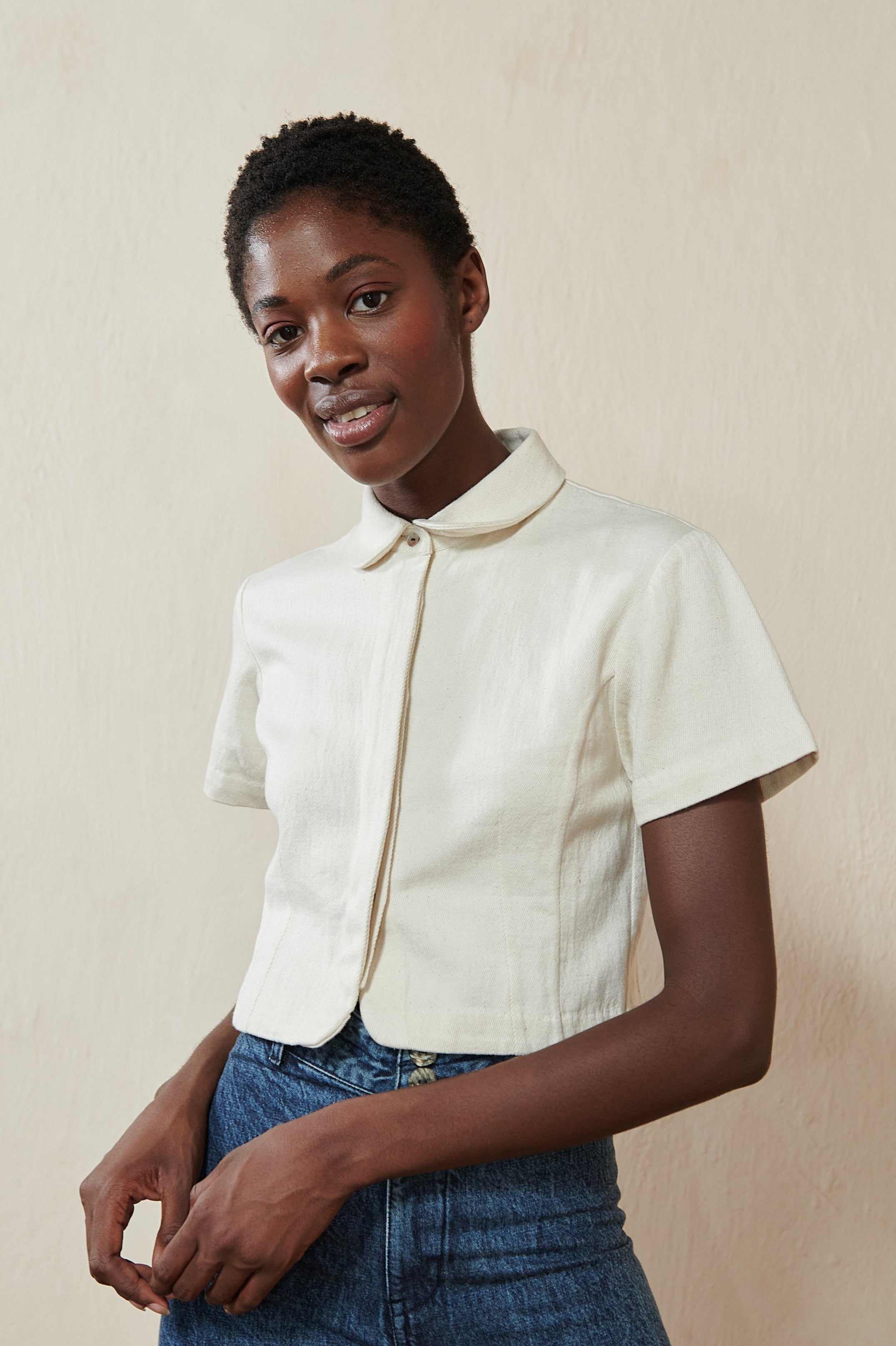 SEBASTIAN TOP | bone denim | organic + undyed