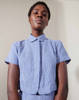 SEBASTIAN TOP | indigo gingham | organic + earth dyed