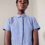 SEBASTIAN TOP | indigo gingham | organic + earth dyed
