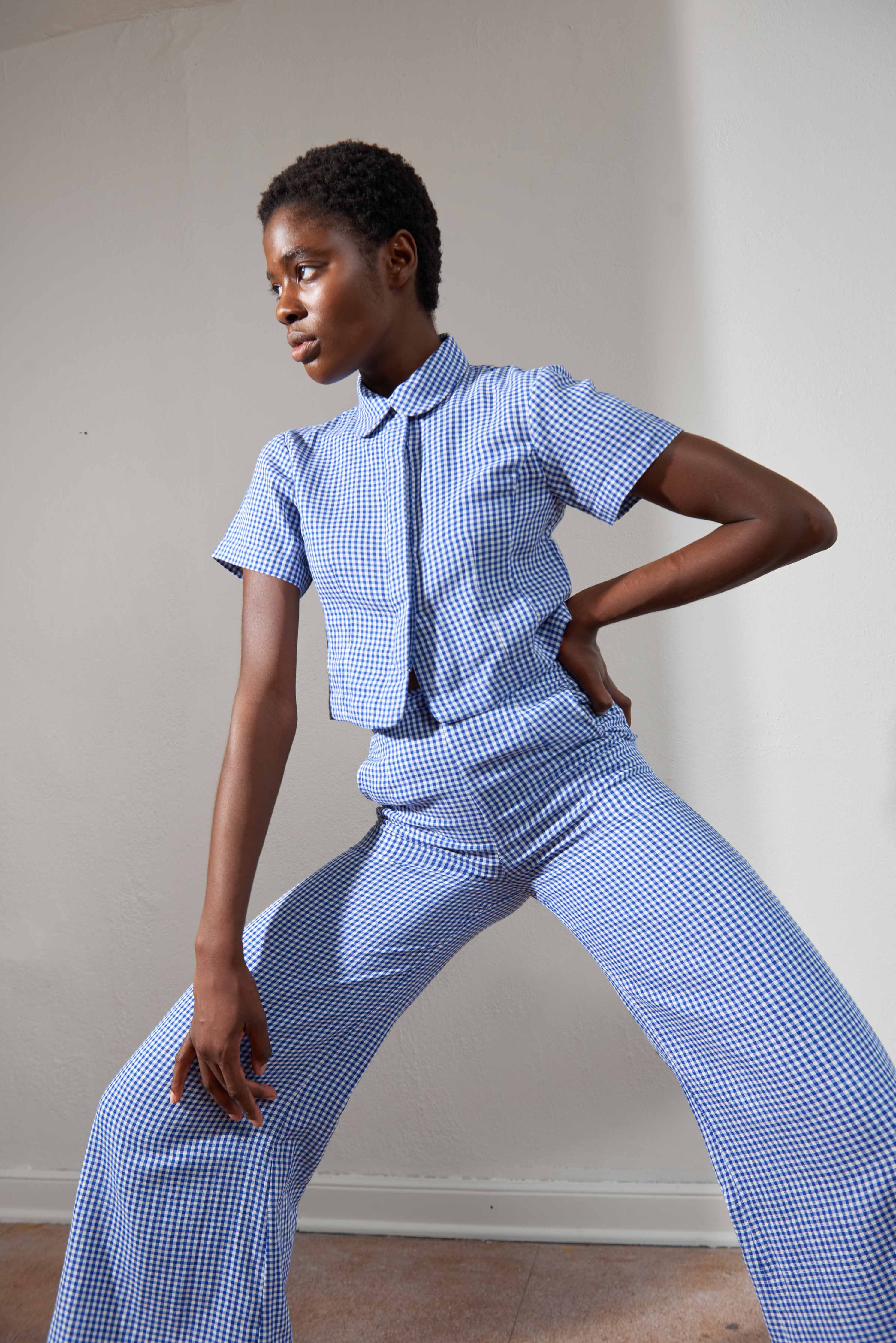COOK TROUSER | indigo gingham | organic + earth dyed