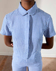SEBASTIAN TOP | indigo gingham | organic + earth dyed