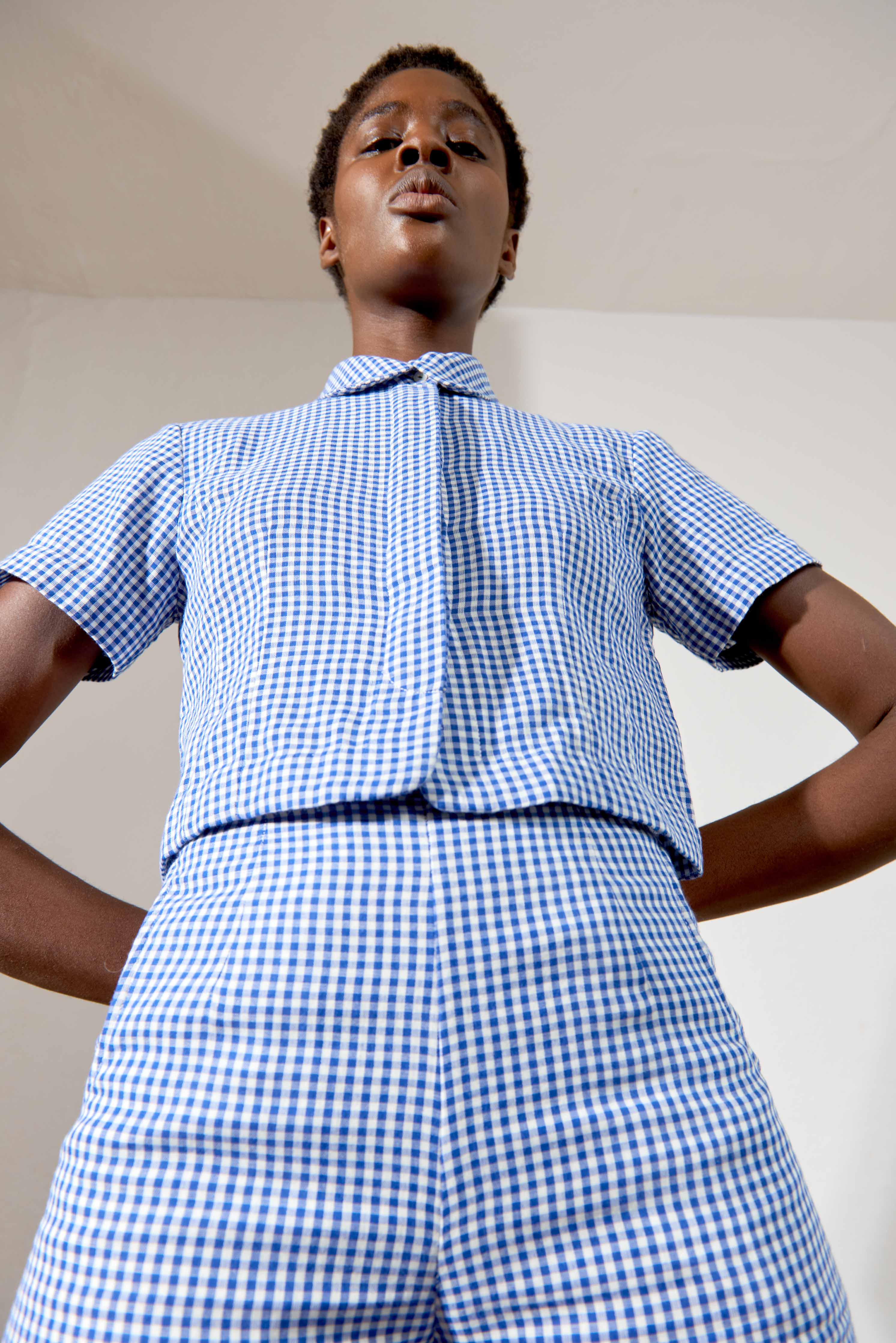 COOK TROUSER | indigo gingham | organic + earth dyed