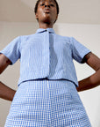 SEBASTIAN TOP | indigo gingham | organic + earth dyed