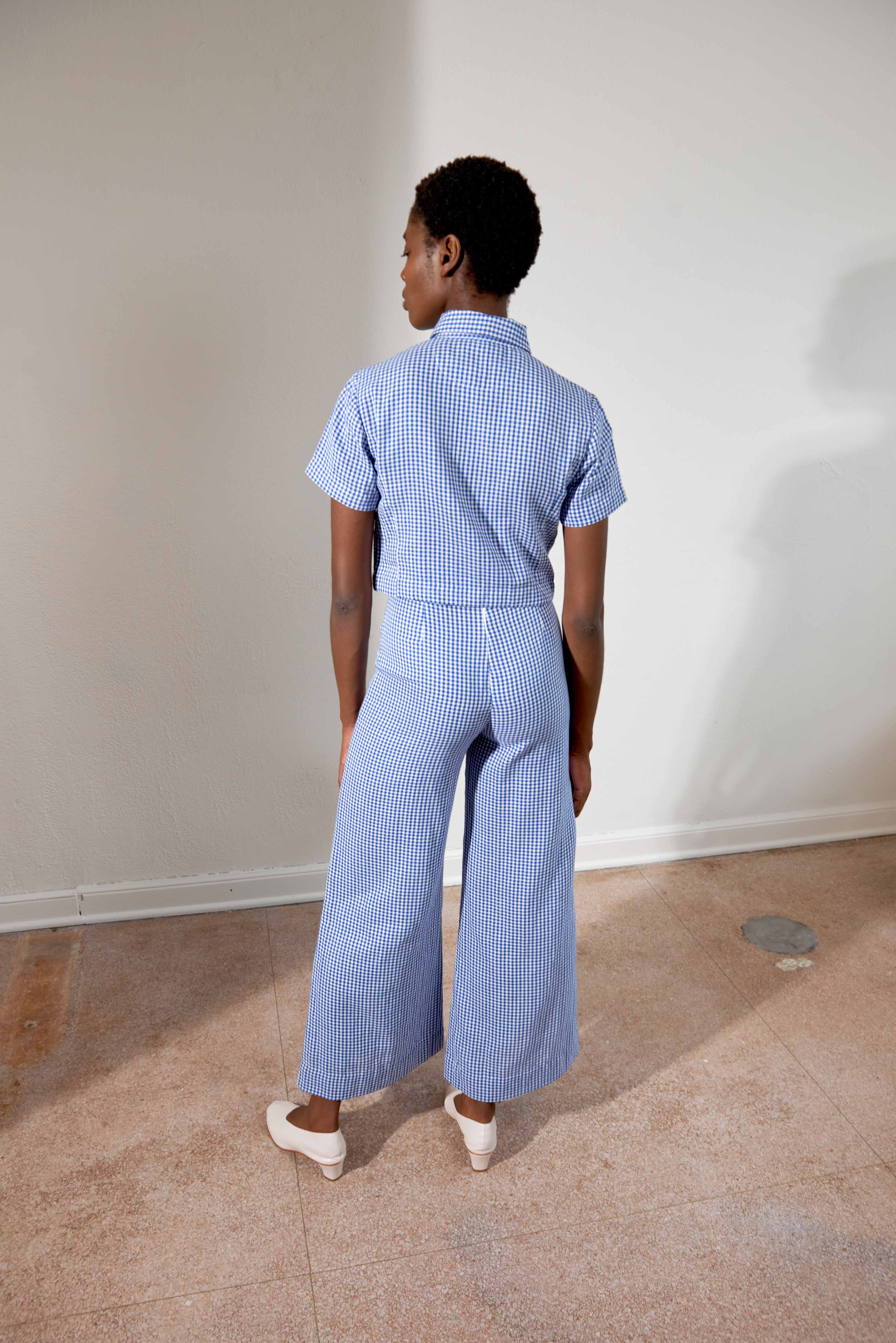 COOK TROUSER | indigo gingham | organic + earth dyed