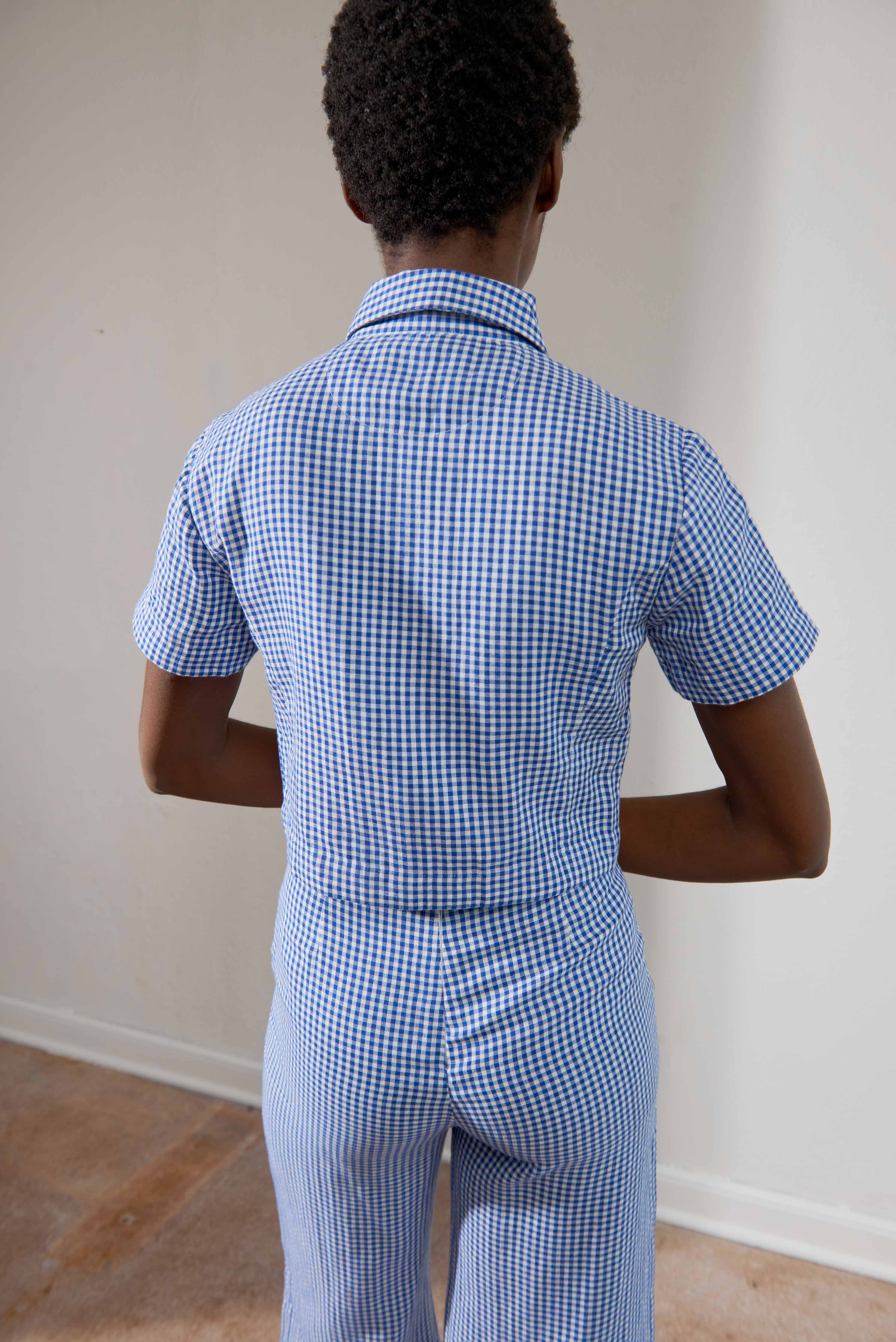 COOK TROUSER | indigo gingham | organic + earth dyed