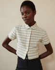 SEBASTIAN TOP | bone plaid | organic + earth dyed