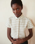 SEBASTIAN TOP | bone plaid | organic + earth dyed