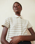 SEBASTIAN TOP | bone plaid | organic + earth dyed