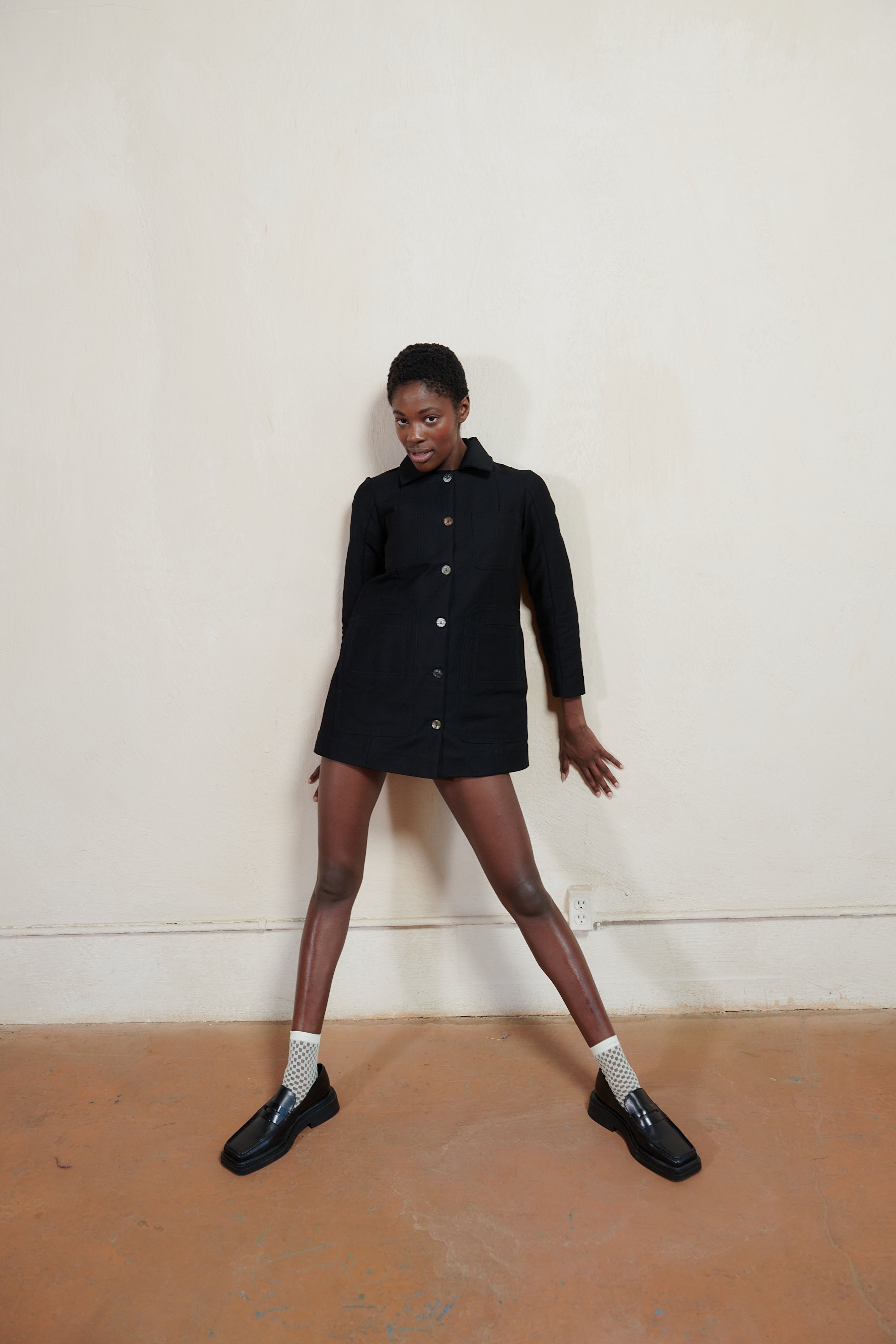 short black dress coat Hailee Black Single Breasted Wool Blend Mini Coat with Removable Fur Lapel