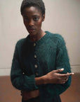 BRUSHED CARDI | kelp