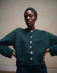 BRUSHED CARDI | kelp