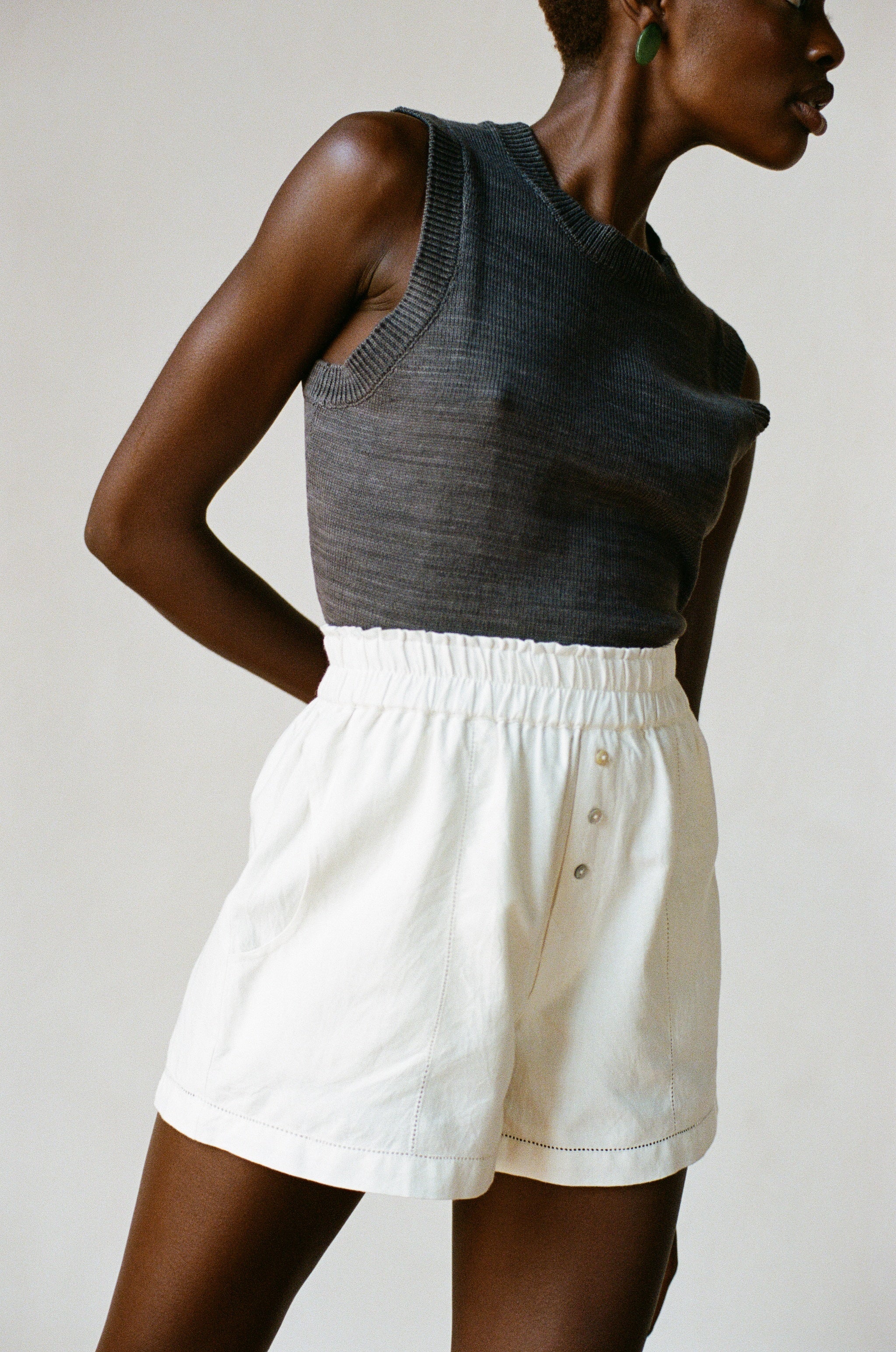 JUJU SHORT | bone | organic + earth dyed