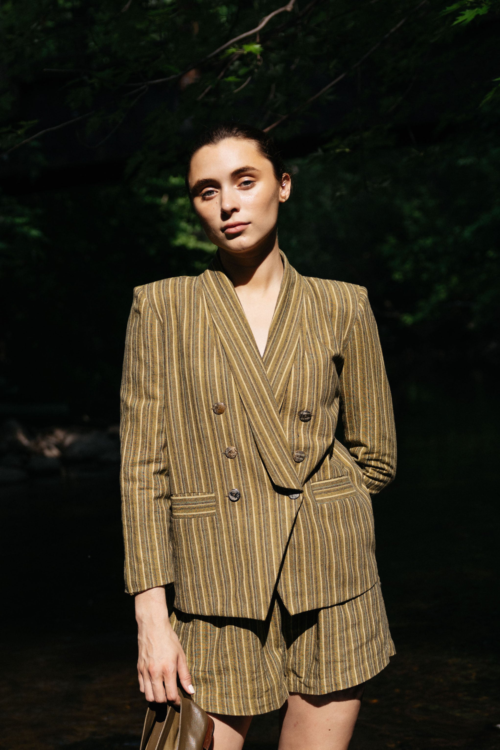 MAXIMO BLAZER | herb stripe | organic + earth dyed