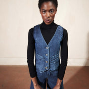 FARRA VEST | denim | organic + earth dyed