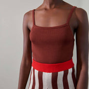 ANU RIBBED TANK | cacao | organic