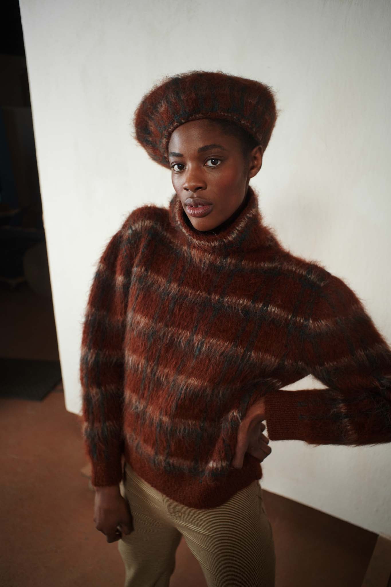 BRUSHED BERET | plaid