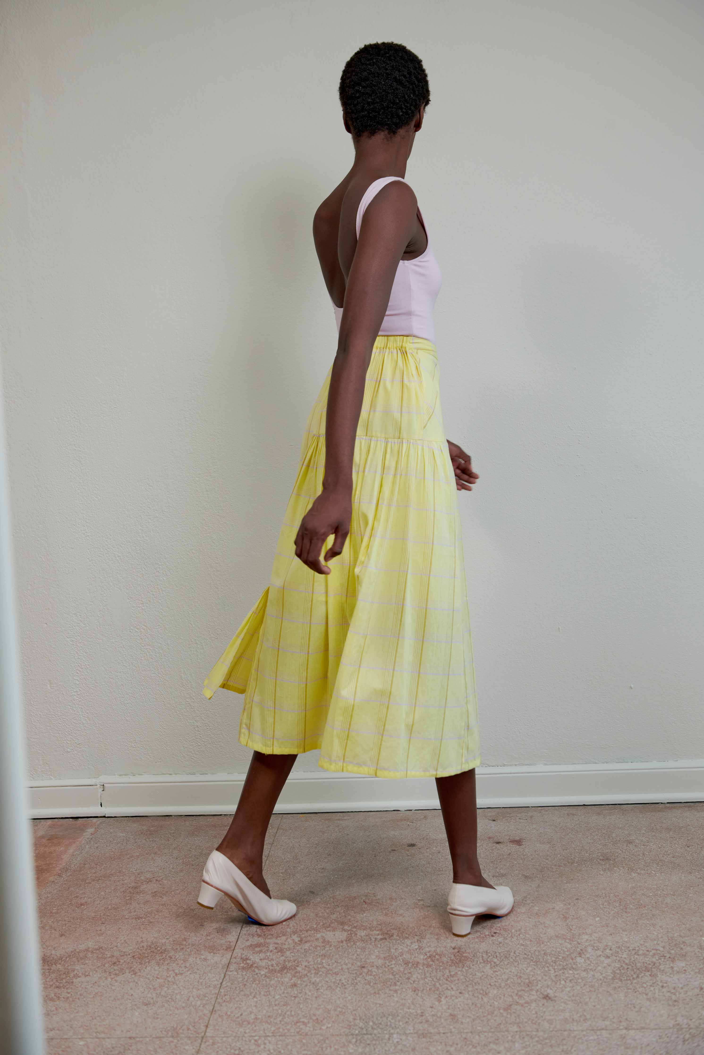 RUIE SKIRT | citron plaid | organic