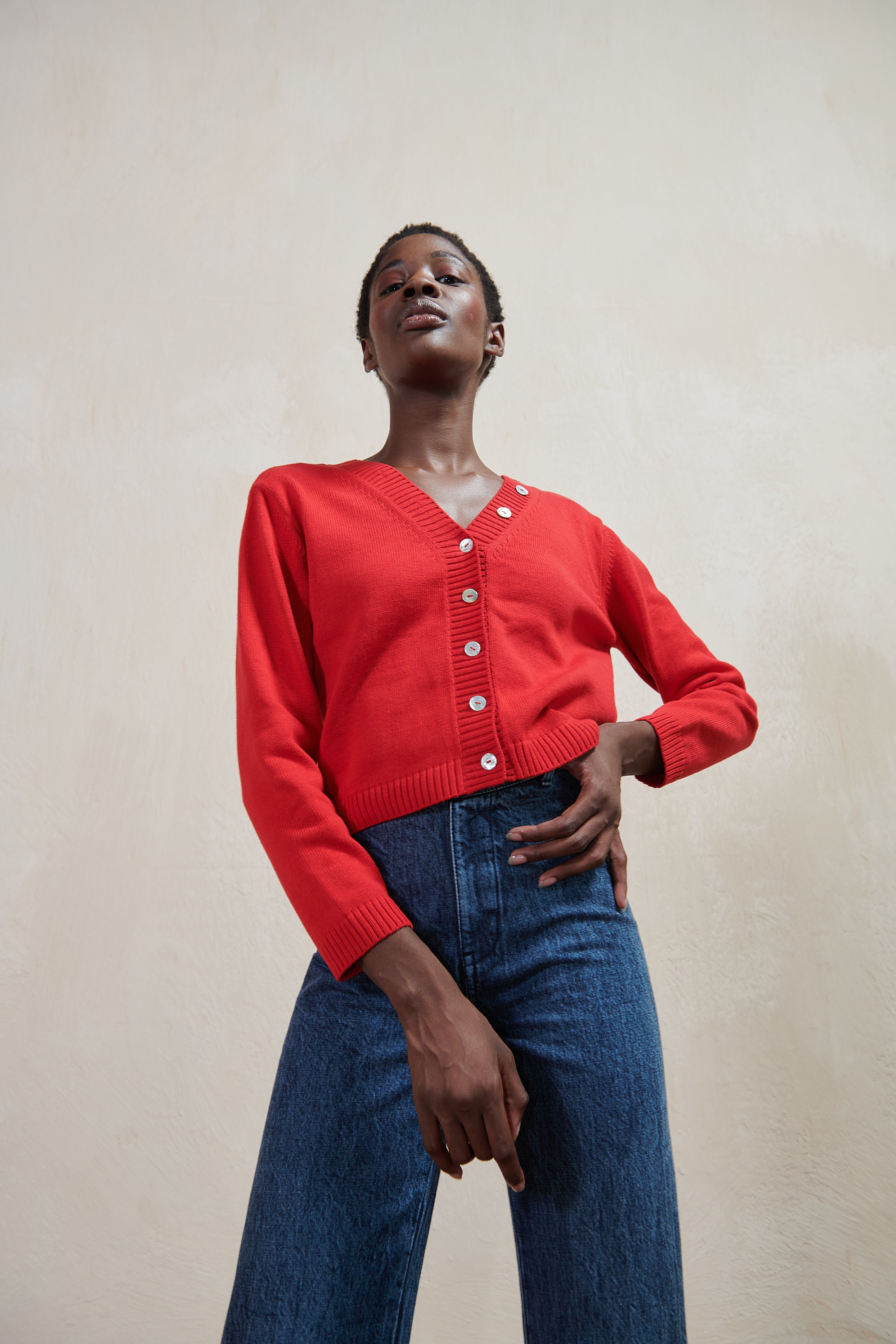 BUTTON CARDI | piquillo | organic – Maria Stanley