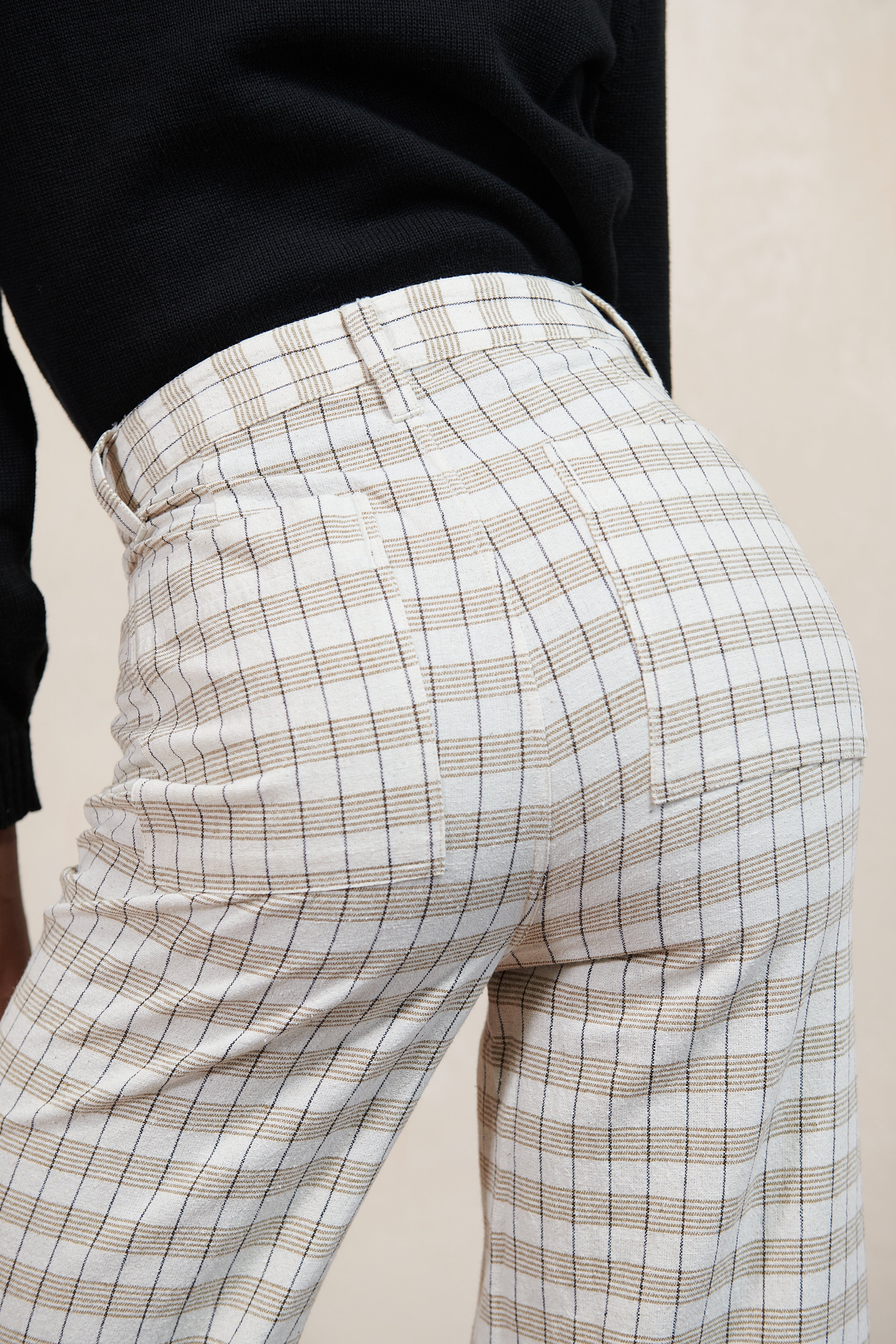 SOFT HANK PANT | bone plaid | organic + earth dyed