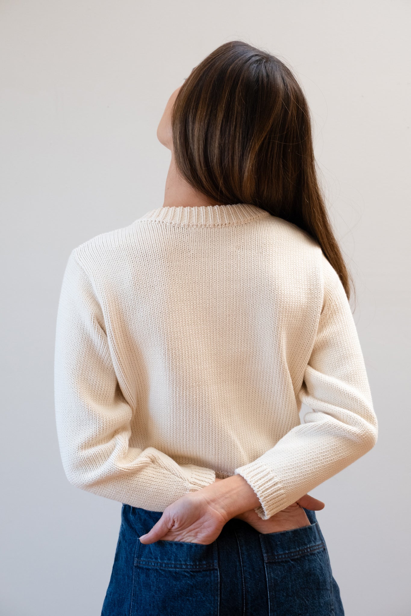 CHUNKY COTTON CARDI | ecru