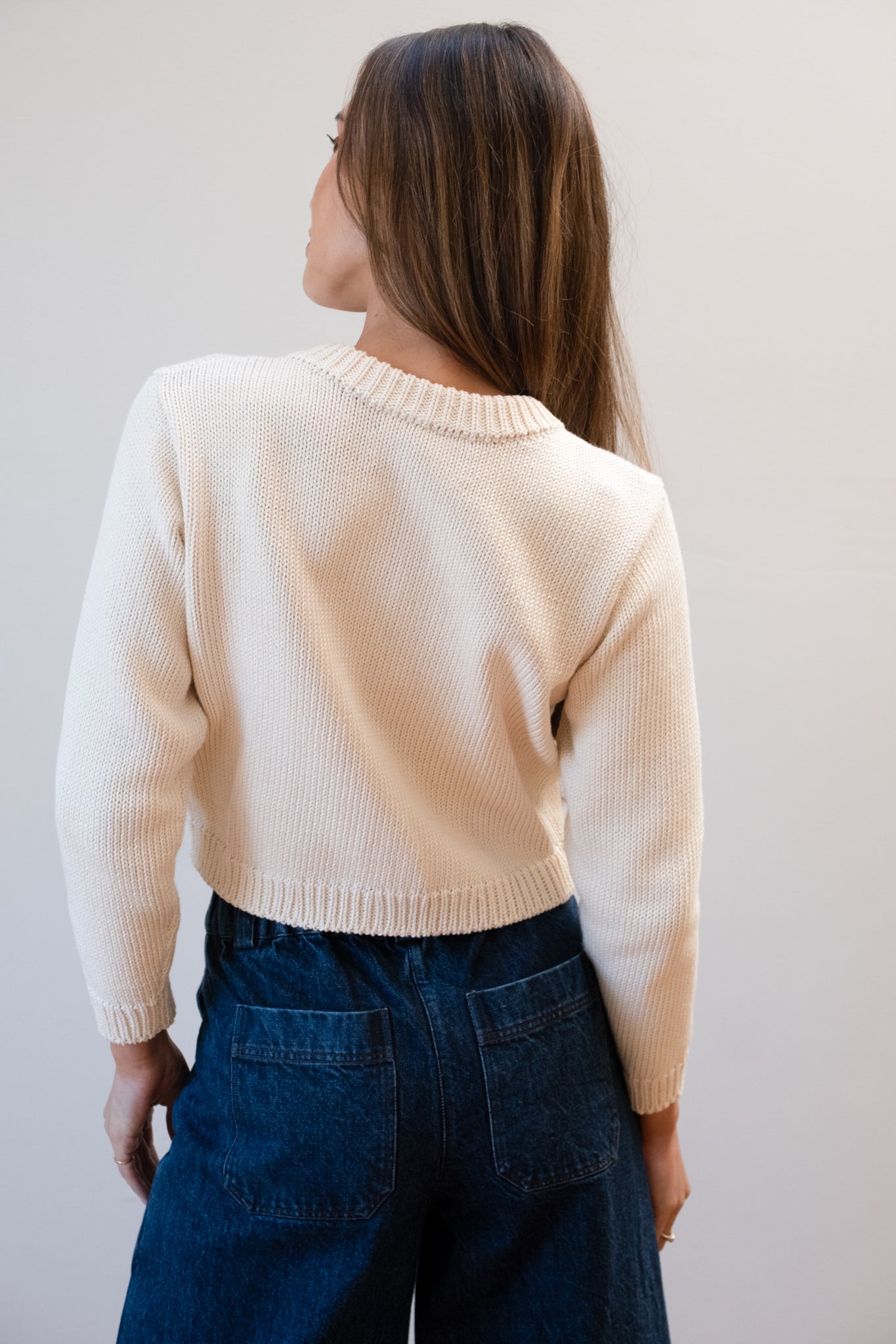 CHUNKY COTTON CARDI | ecru
