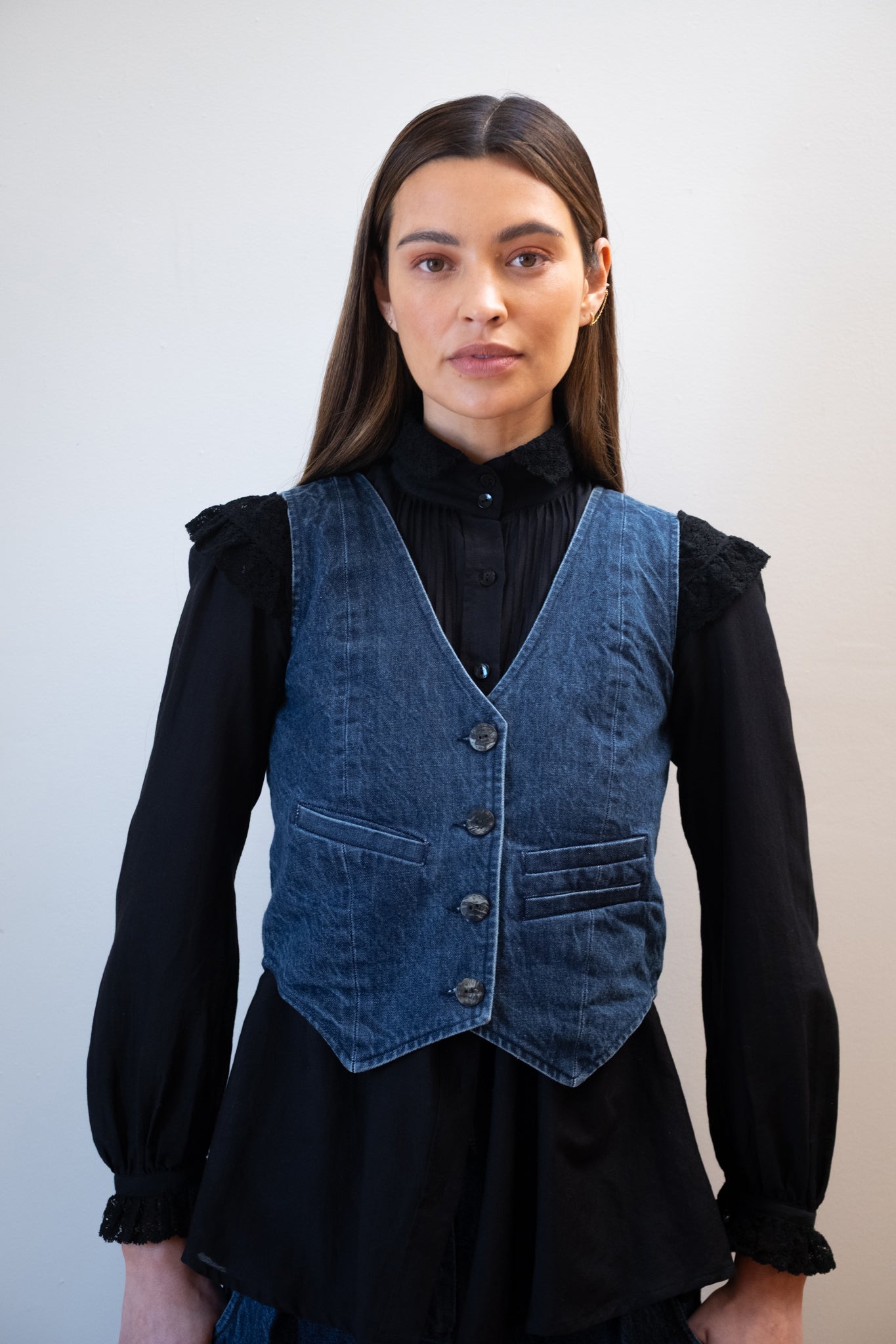FARRA VEST | denim | organic + earth dyed