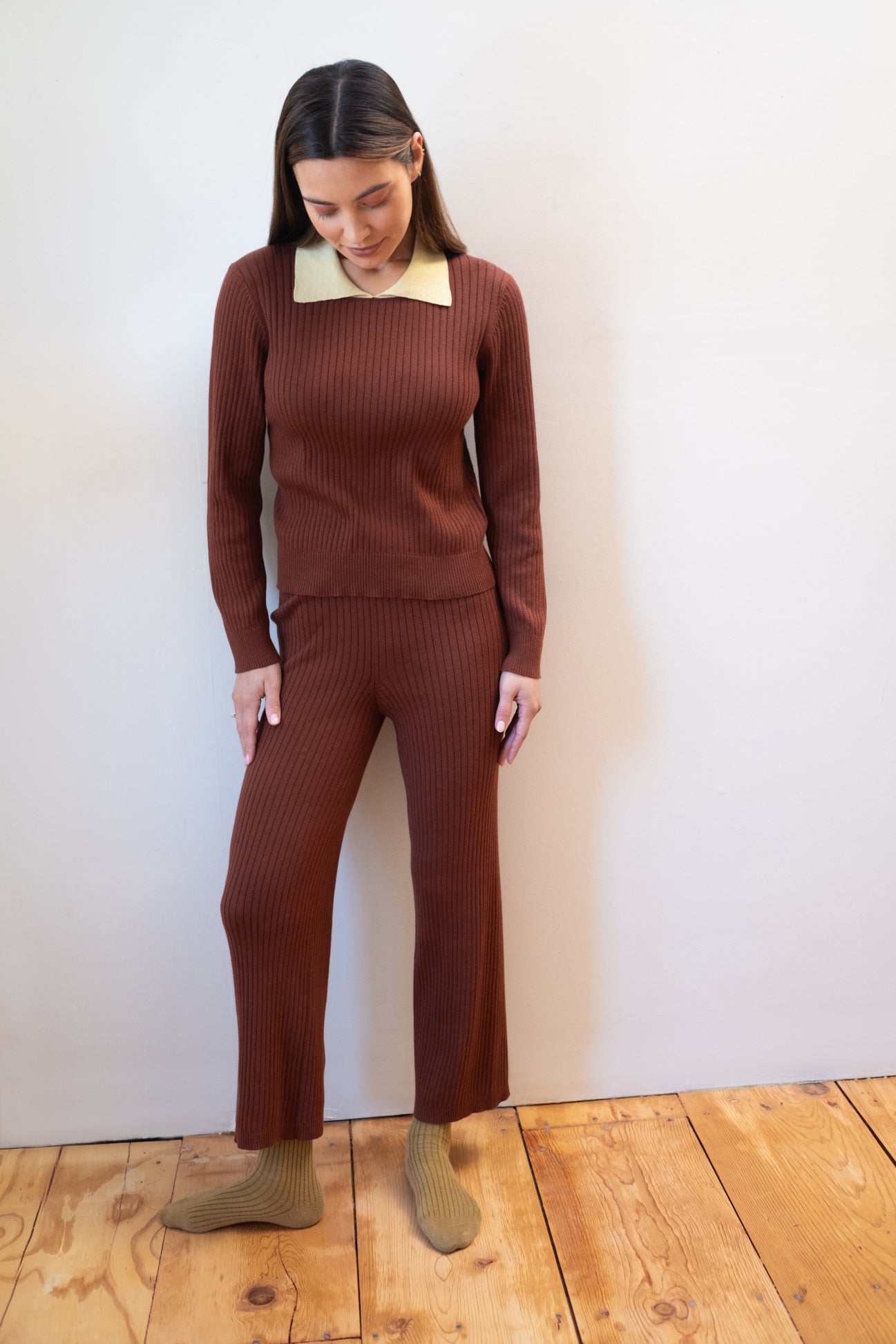RIBBED GALLO PANT | cacao