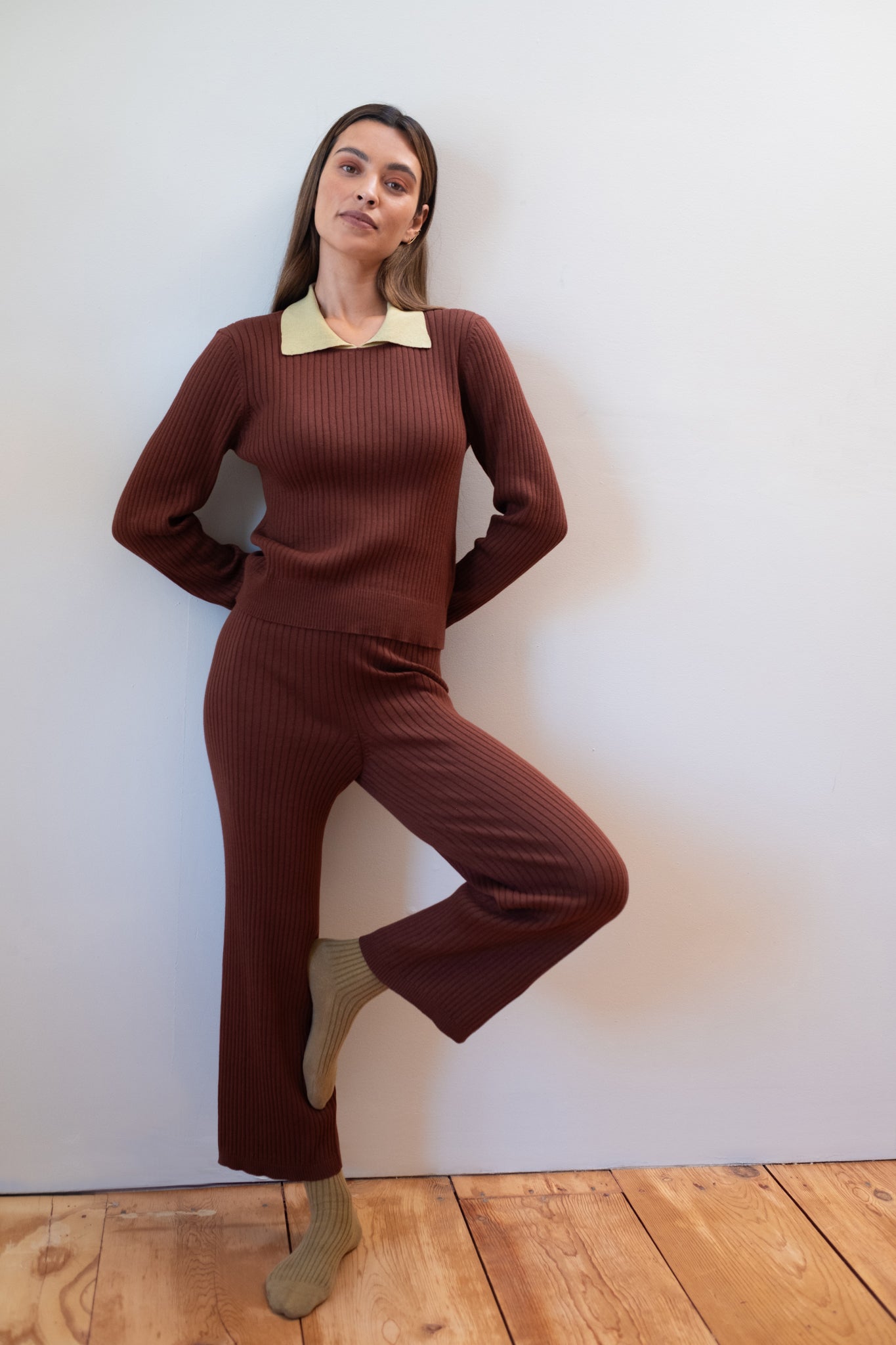RIBBED GALLO PANT | cacao