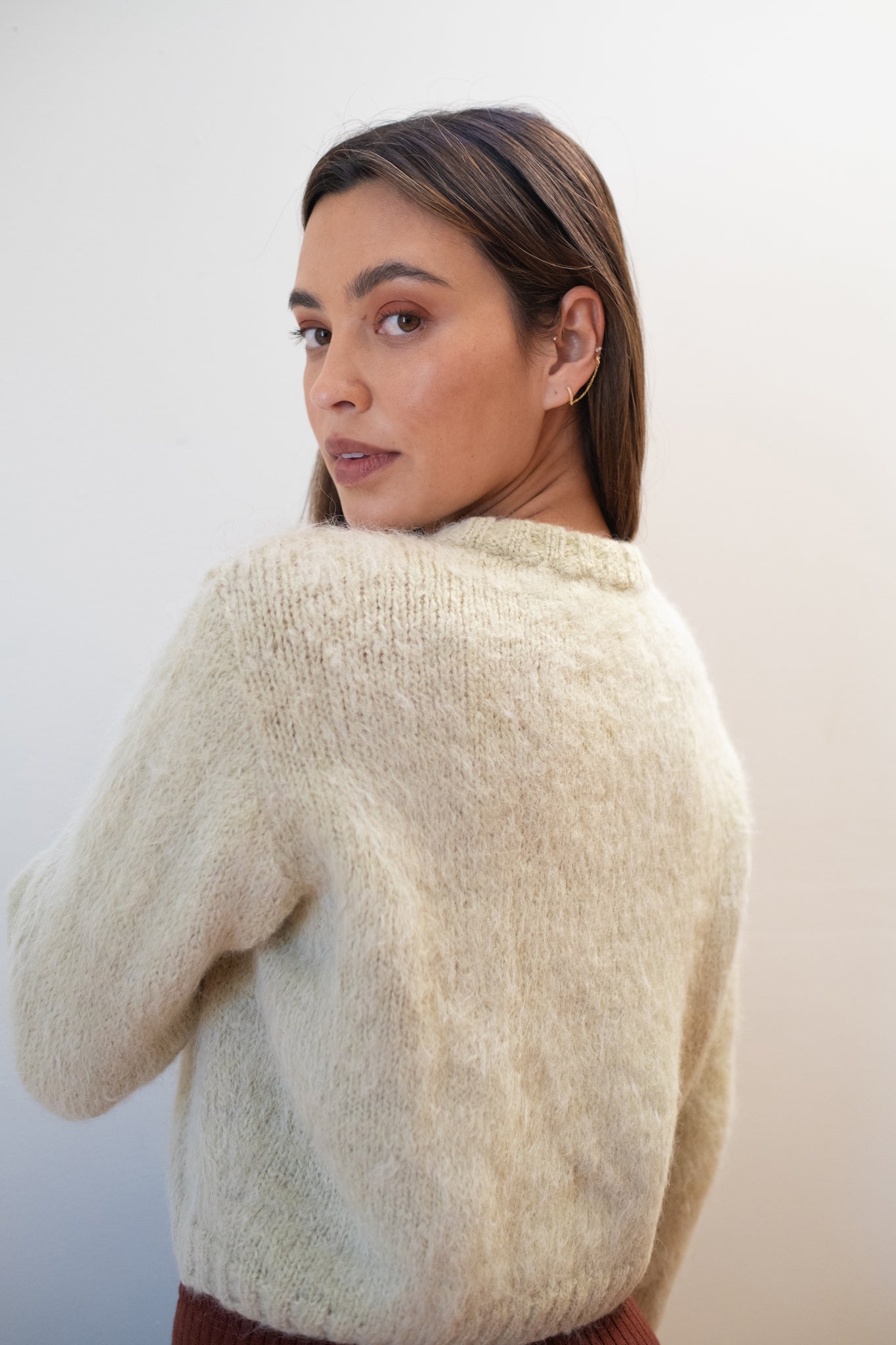 BRUSHED CARDI | pear – Maria Stanley