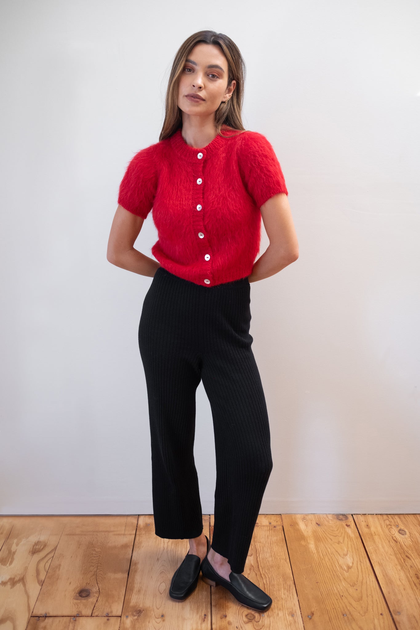 RIBBED GALLO PANT | noir