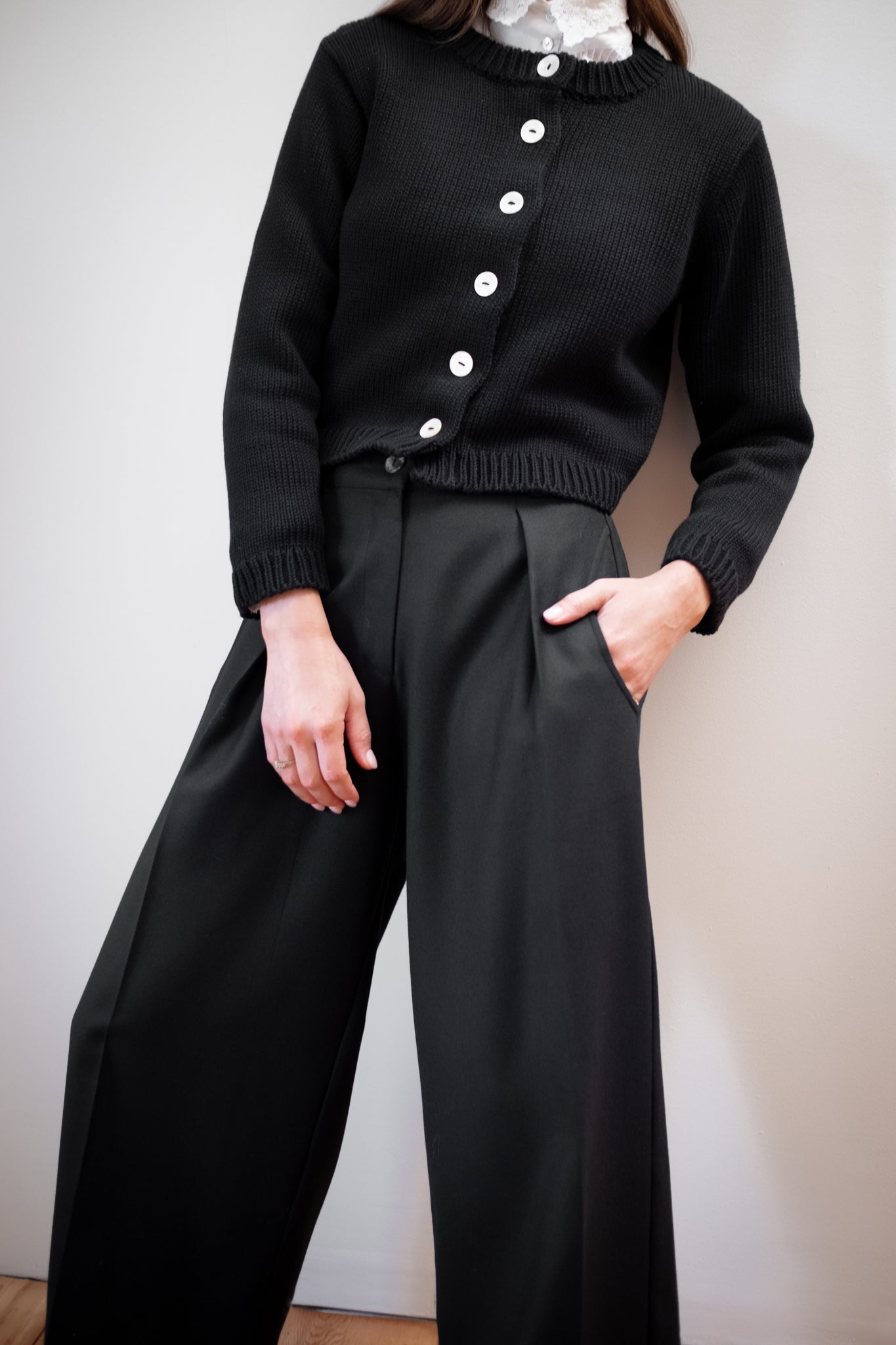 CHUNKY COTTON CARDI | noir