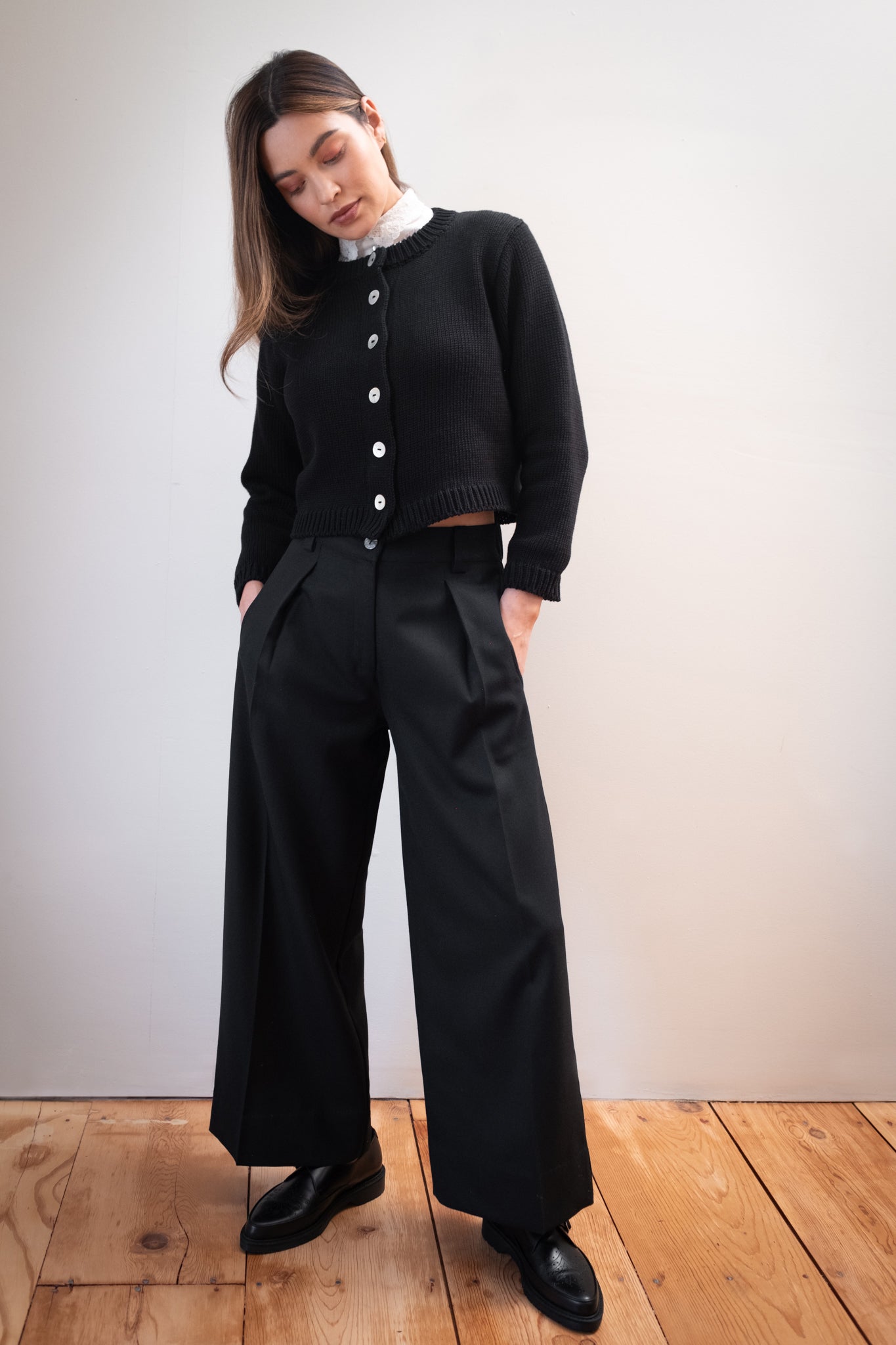 CHUNKY COTTON CARDI | noir
