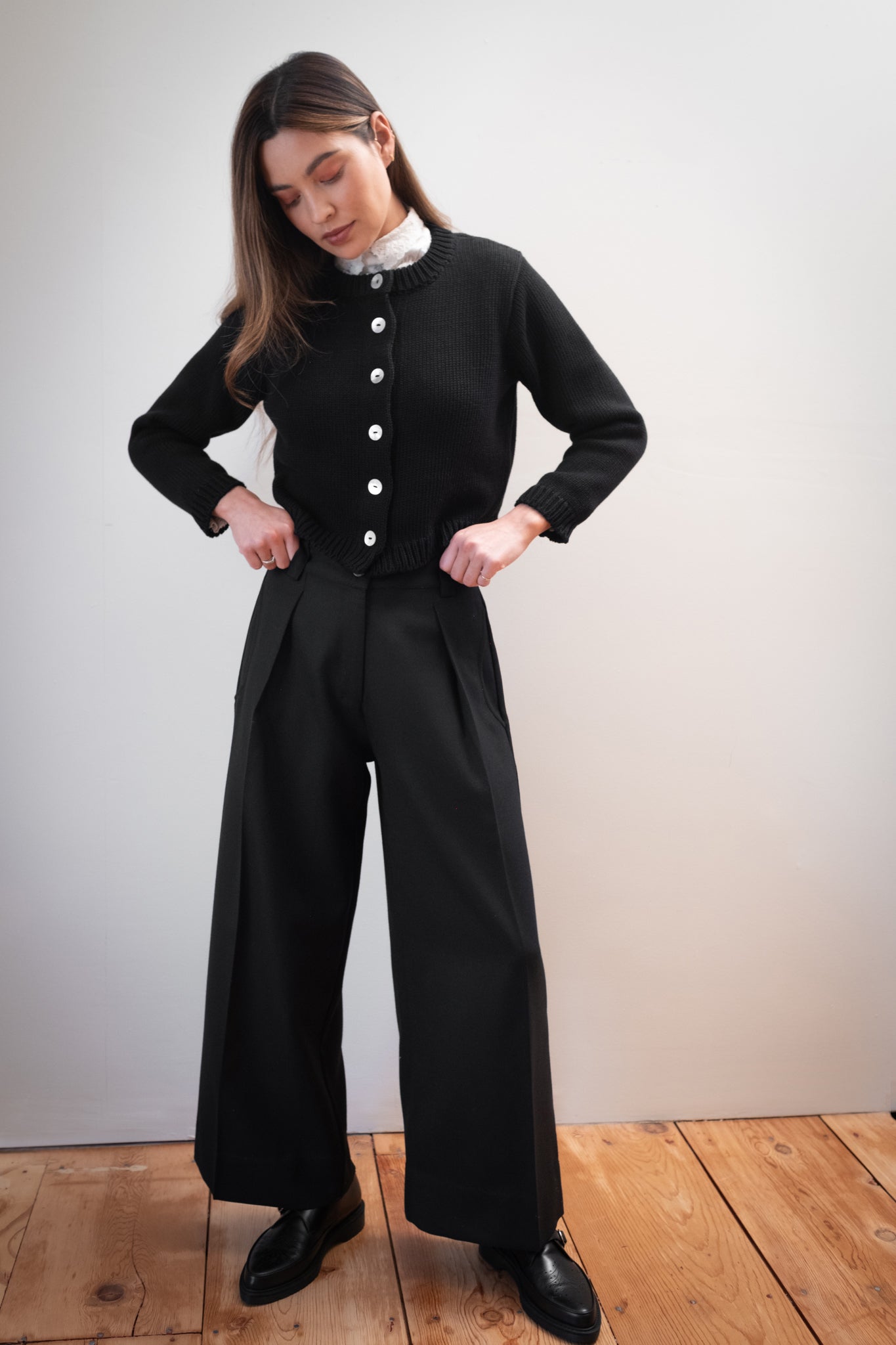 CHUNKY COTTON CARDI | noir