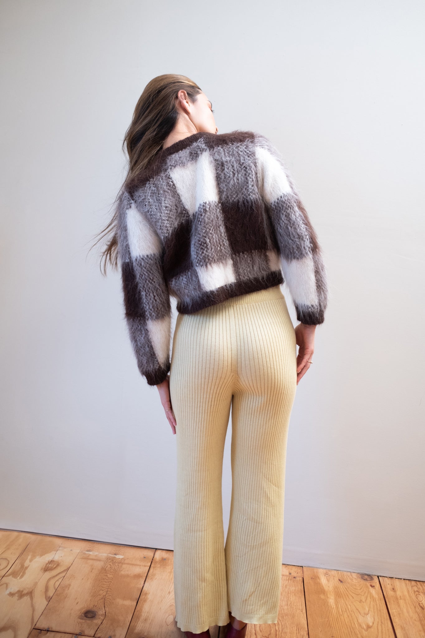BRUSHED CARDI | plaid