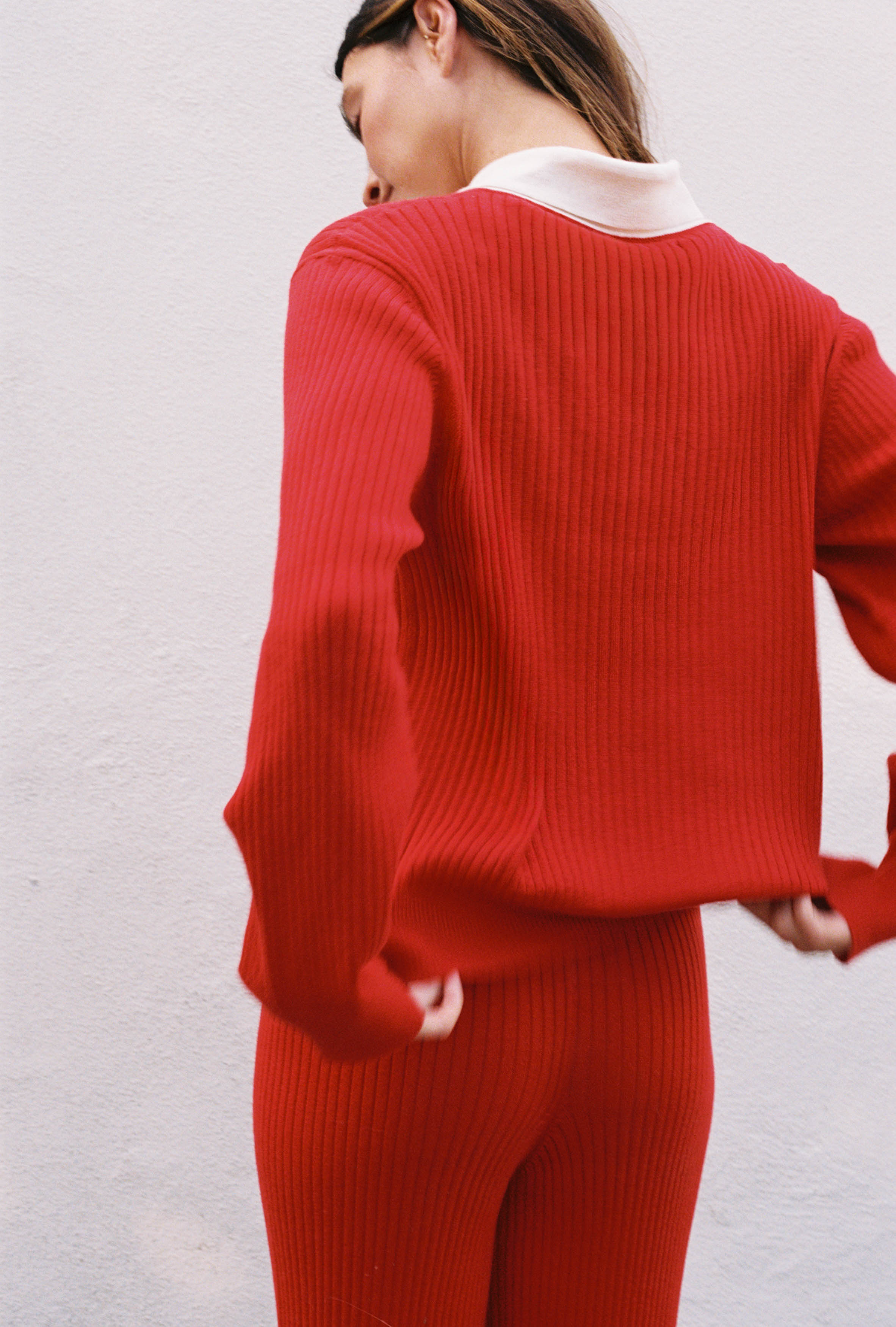 OFELIA KNIT TOP | piquillo + ecru collar