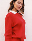 OFELIA KNIT TOP | piquillo + ecru collar