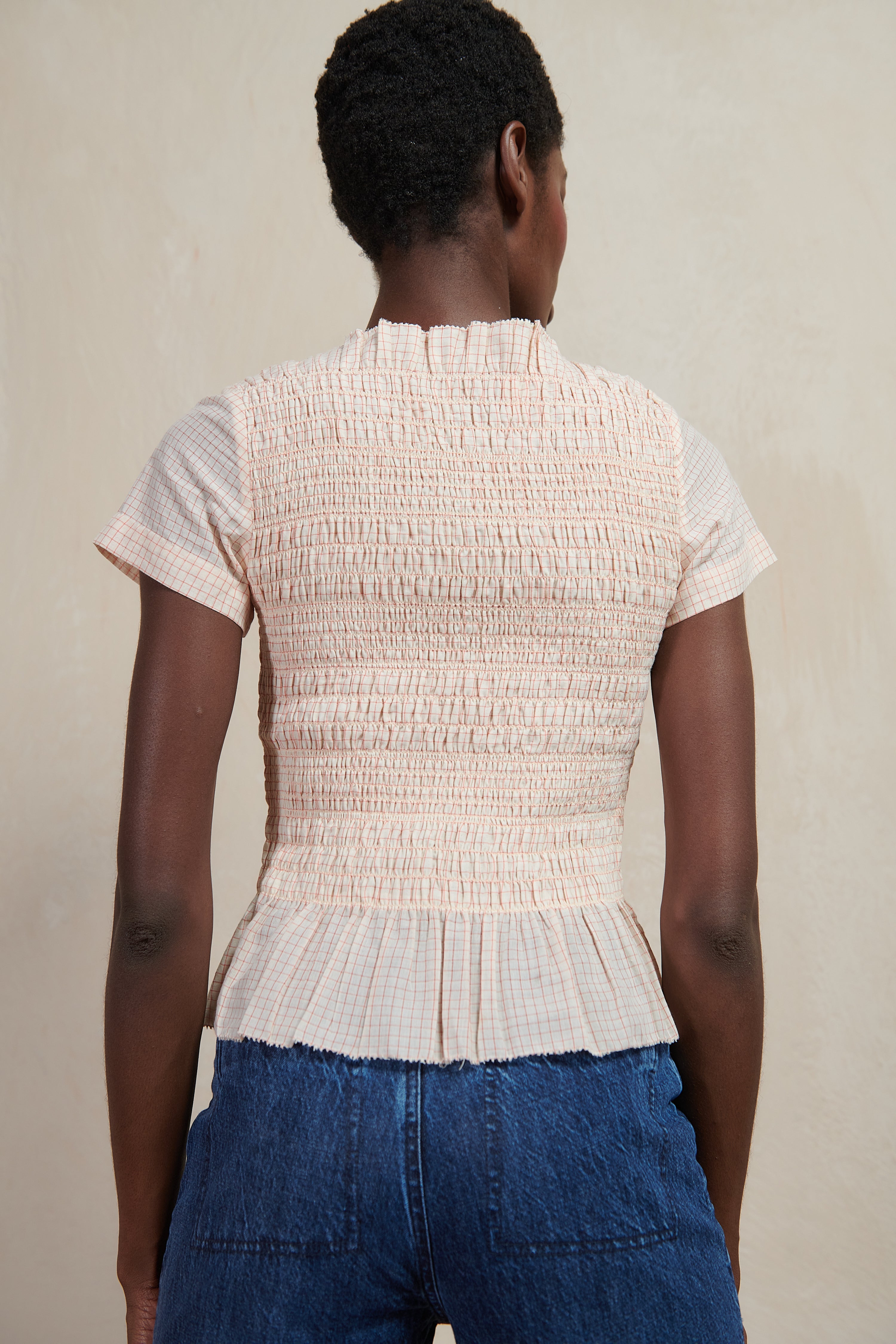 FERNE REVERSIBLE TOP 2.0 | piquillo check | organic + earth dyed
