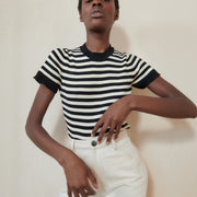 JONES RIBBED TEE | stripe | organic