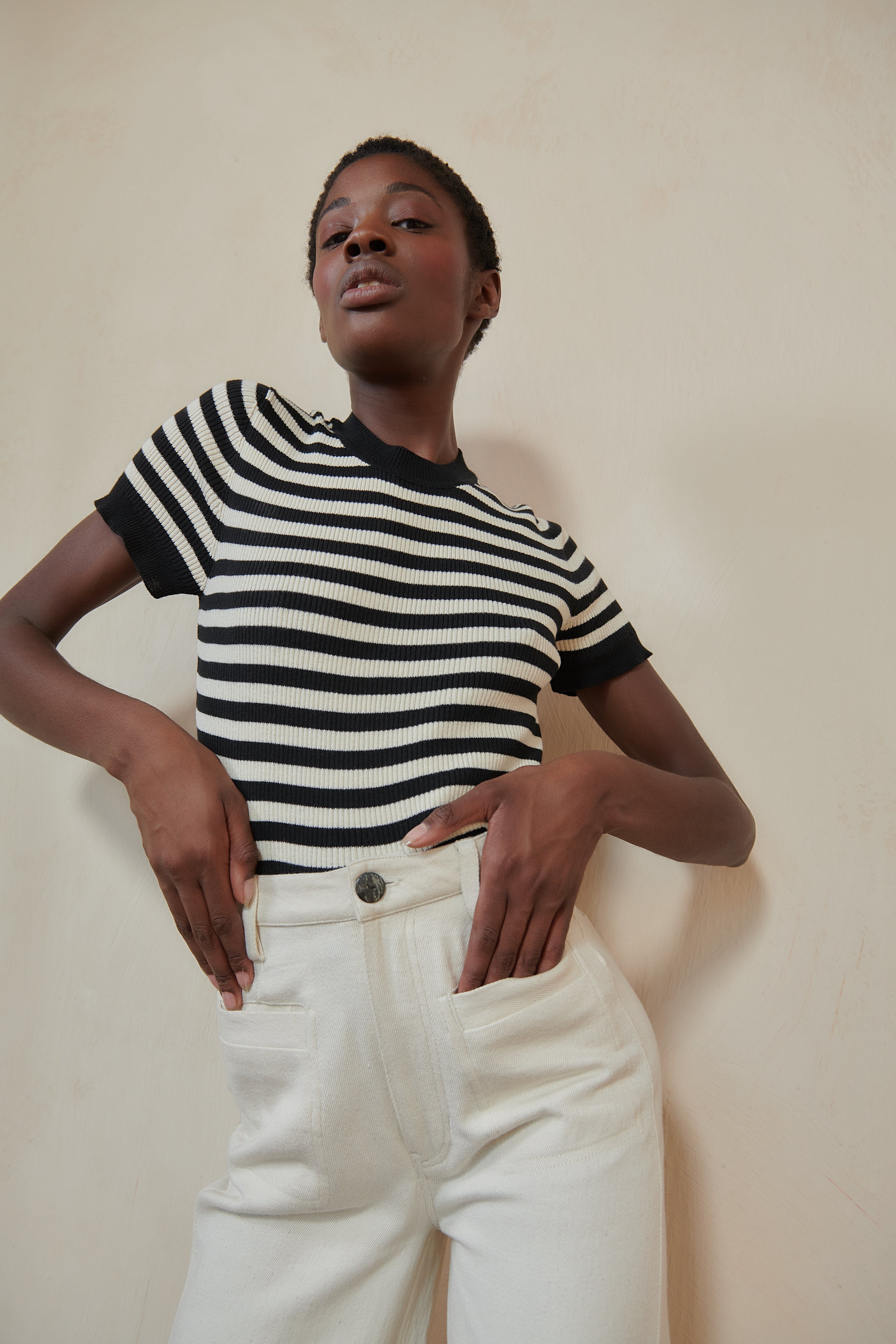トップス AtLast STRIPED TEE JONES RIBBED TEE | stripe | organic – Maria Stanley