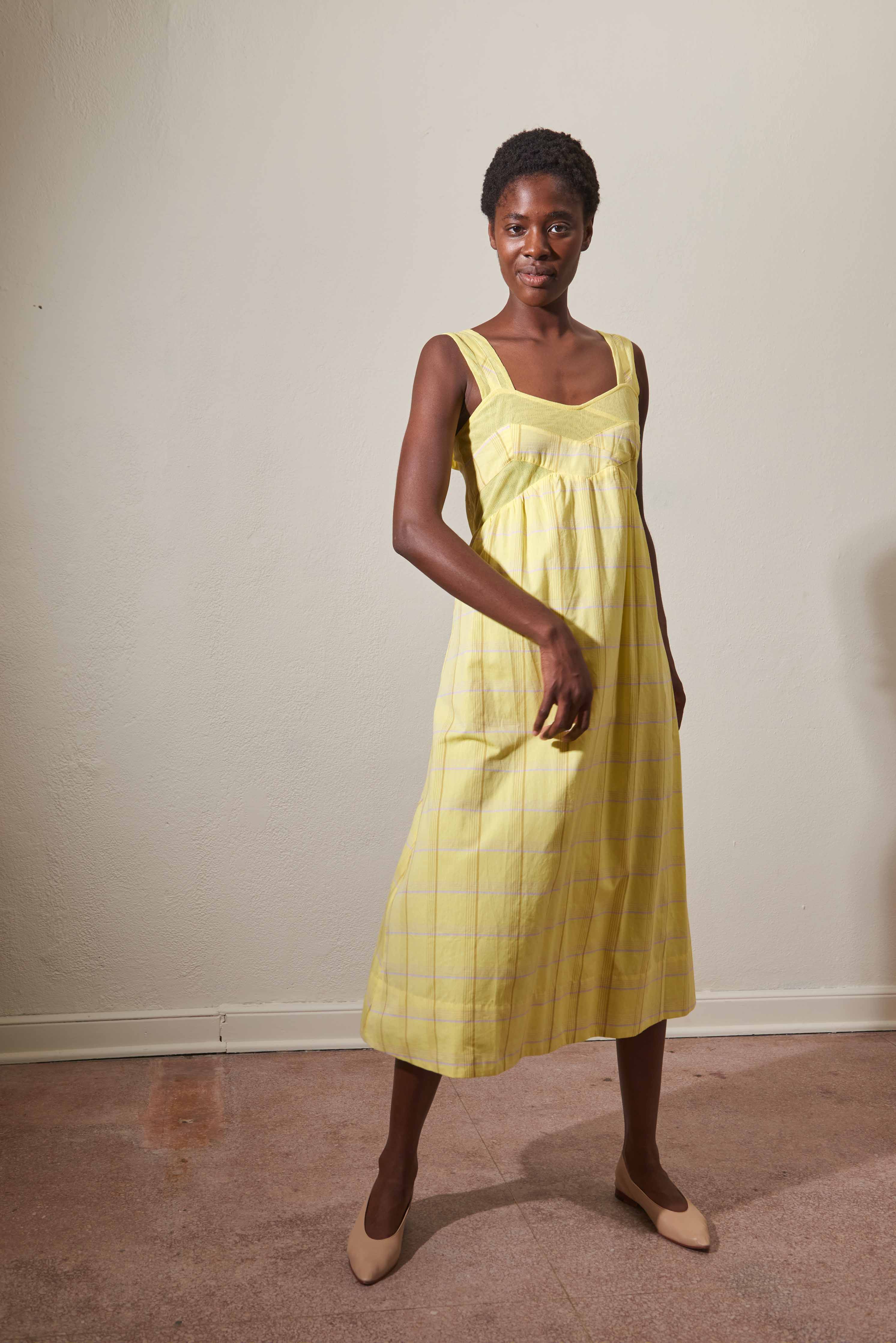 HENRETTA DRESS | citron plaid | organic