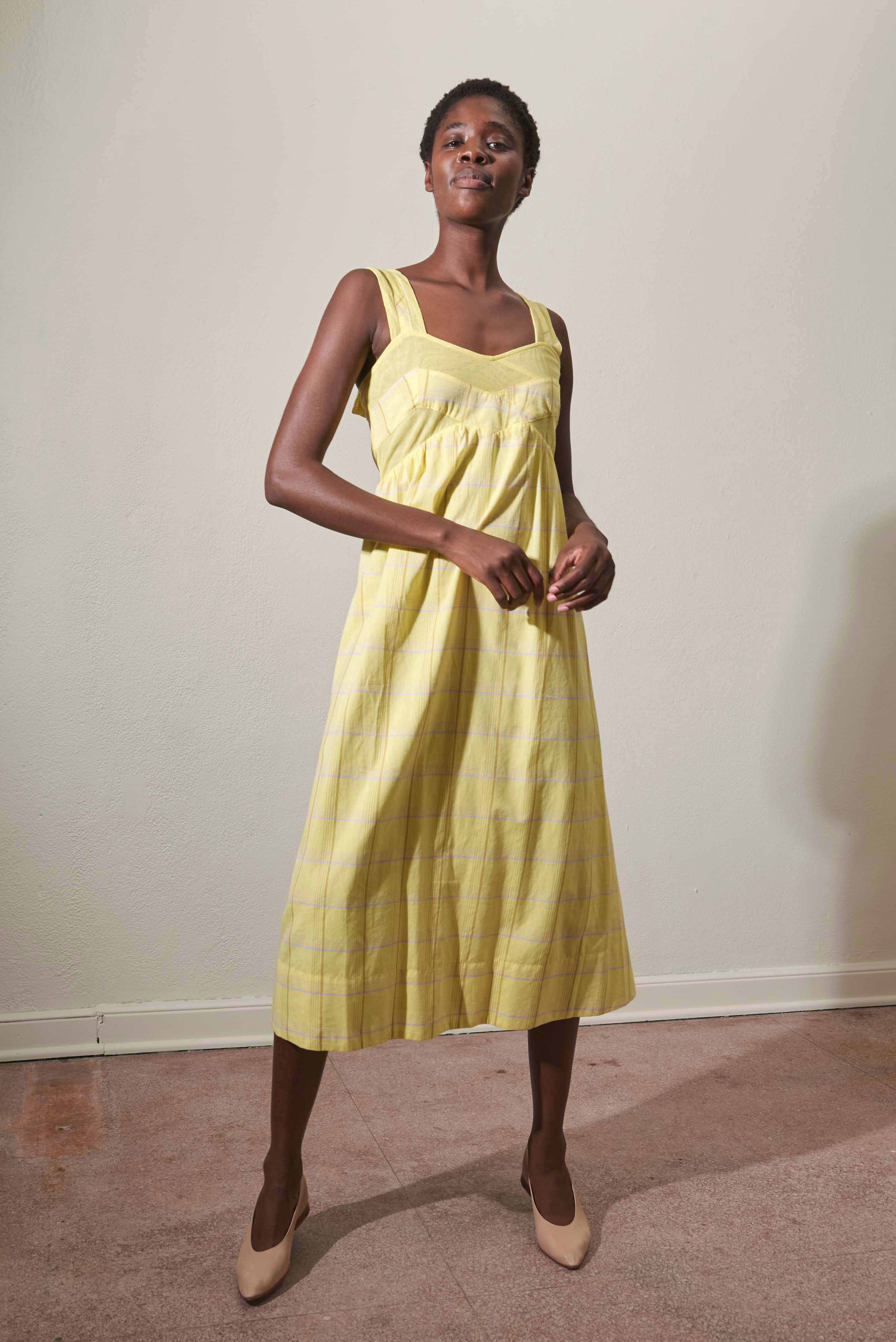 HENRETTA DRESS | citron plaid